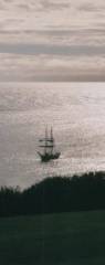 square rigger in bay